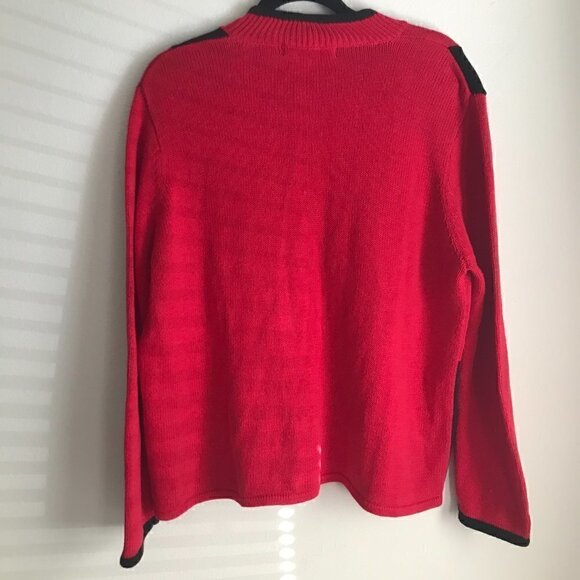 Seventh Avenue Red Christmas Holiday Full Zip Cardigan Sweater Size XL - Picture 2 of 5